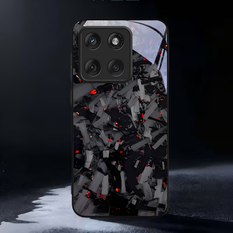 Phone Cases For Motorola - Dark Fragmented Embers Black Glass Phone