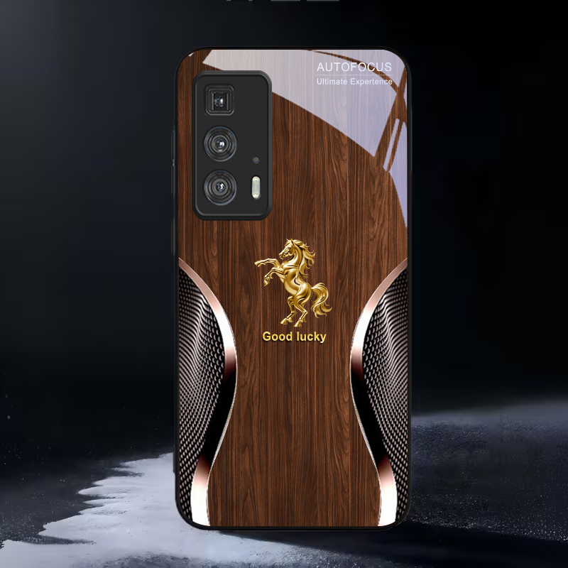 Phone Cases For Motorola - Golden Steed Fortune Black Glass Phone