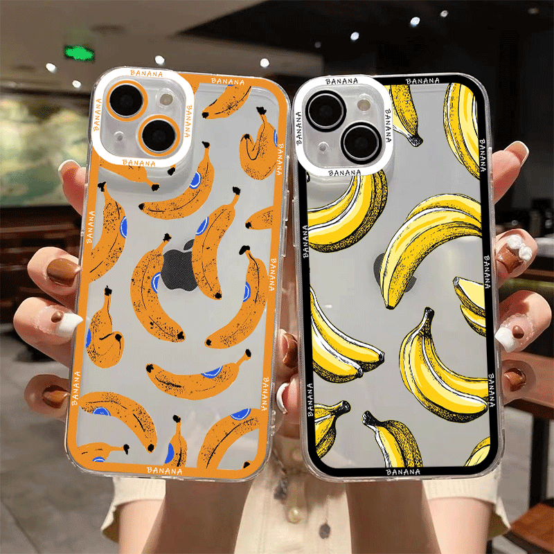 Phone Cases Yellow - Funny Yellow Banana Fruits Printed Clear