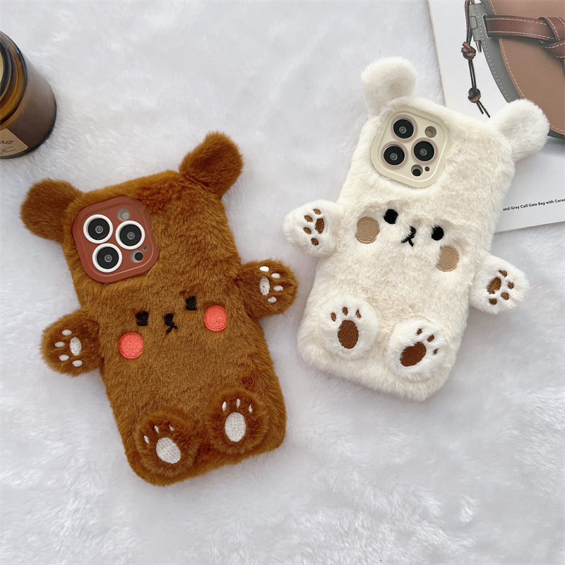 Korean 3D Cartoon Bear Fluffy  - đánh giá và giá Phone Cases Iphone 17
