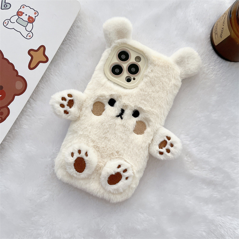 Korean 3D Cartoon Bear Fluffy  - đánh giá và giá Phone Cases Iphone 17