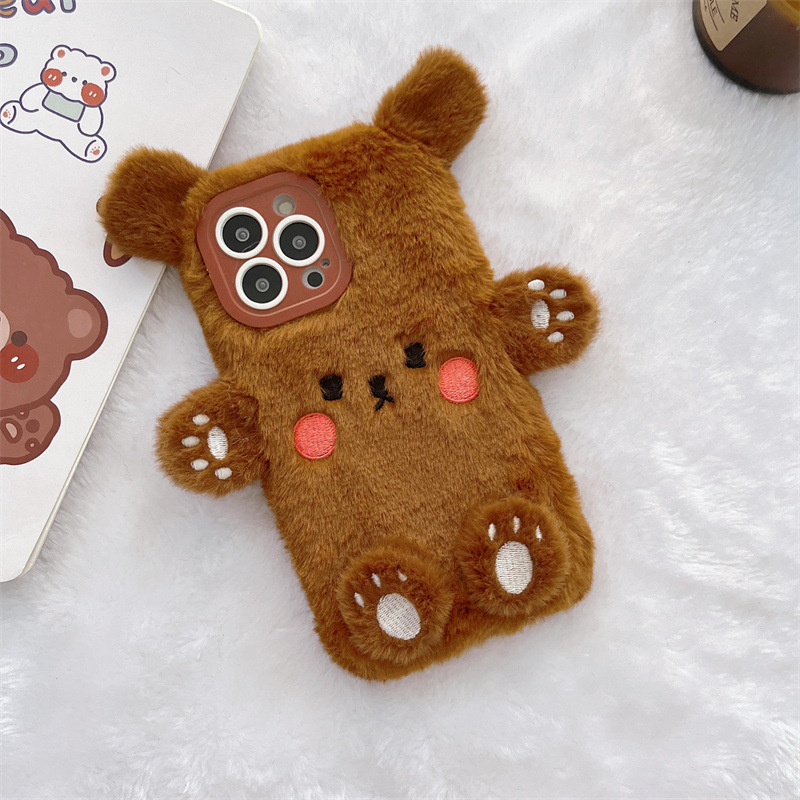 Korean 3D Cartoon Bear Fluffy  - đánh giá và giá Phone Cases Iphone 17