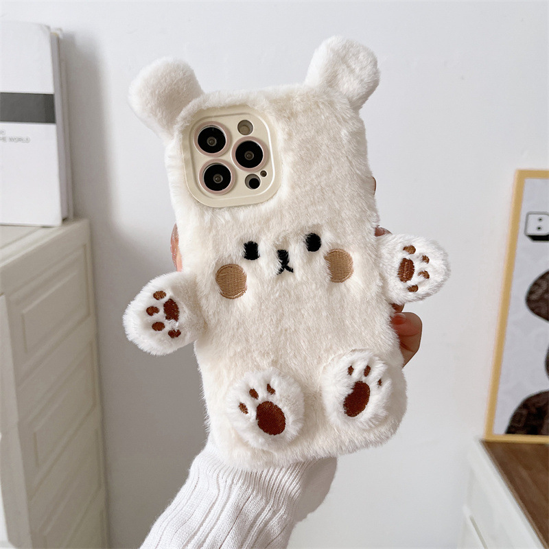 Korean 3D Cartoon Bear Fluffy  - đánh giá và giá Phone Cases Iphone 17