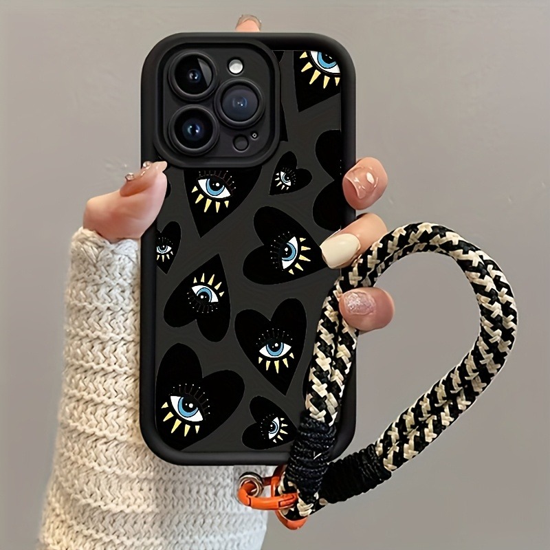 Black Love Heart Eye Hang Stra - đánh giá và giá Phone Cases With Straps