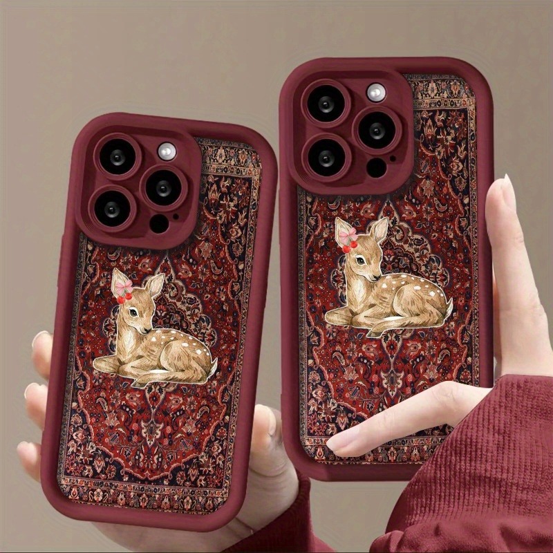Vintage Red Floral Deer Patter - đánh giá và giá Phone Cases Red Deer