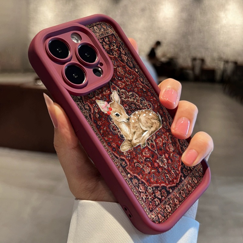 Vintage Red Floral Deer Patter - đánh giá và giá Phone Cases Red Deer