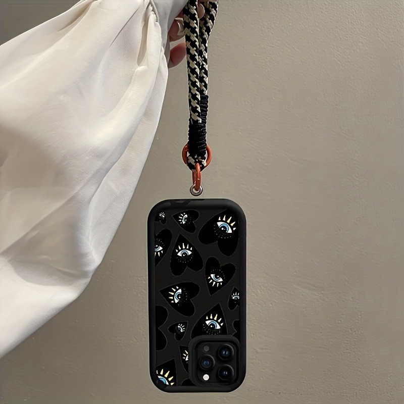 Black Love Heart Eye Hang Stra - đánh giá và giá Phone Cases With Straps